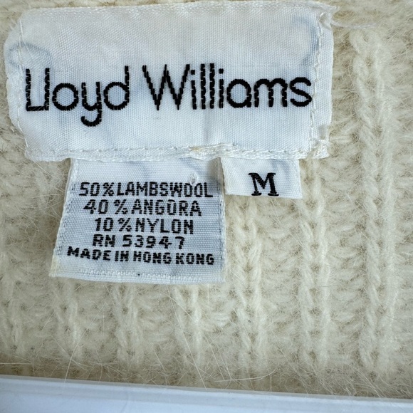 Vintage Cardigan Sweater Size Medium Cream Lambswool Angora Lloyd Williams Soft - Picture 5 of 7